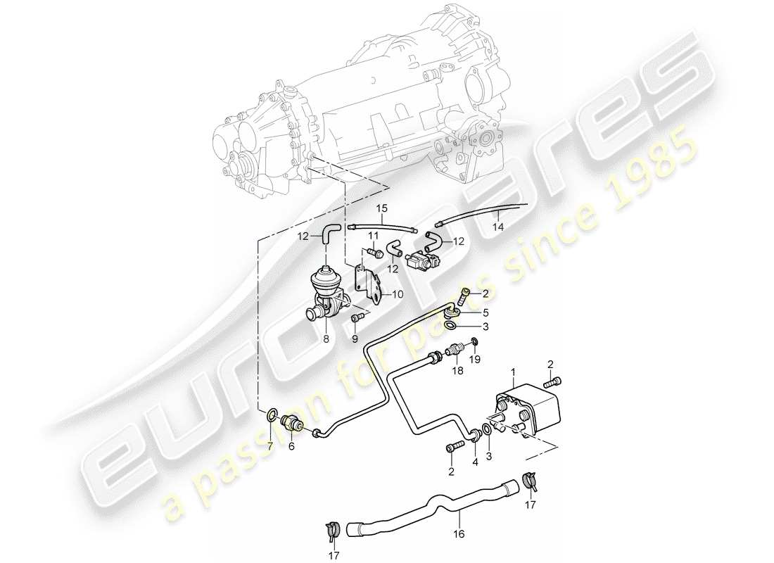 porsche 2000 (996) tiptronic - - refroidisseur d'huile à engrenages - conduite de pression d'huile pour - refroidissement d'huile à engrenages - d - mj 2002>> schéma des pièces