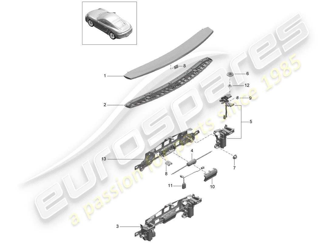 porsche 2016 (981 cayman) spoiler arrière schéma des pièces