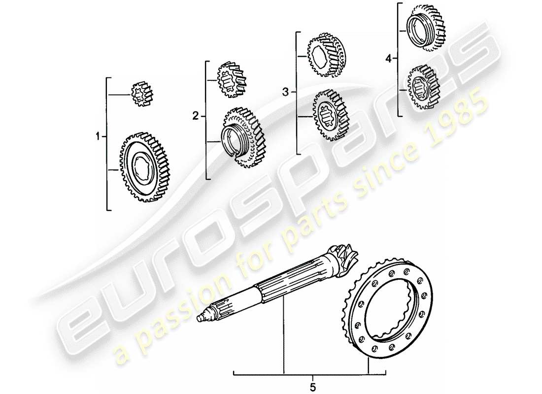 porsche 1986 (911) ensembles de roues d'engrenages - 4-speed schéma des pièces