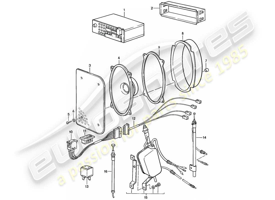 porsche 1987 (924s) unité radio - accessoires schéma des pièces
