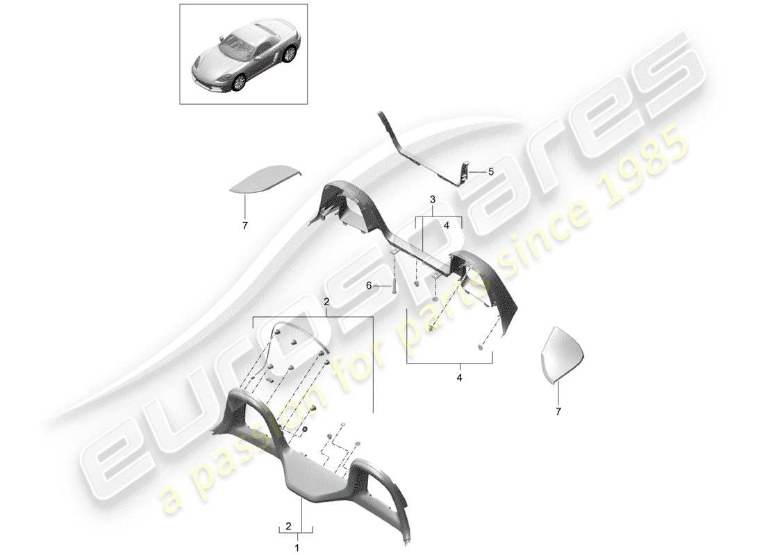 porsche 2018 (718 boxster) garnitures schéma des pièces