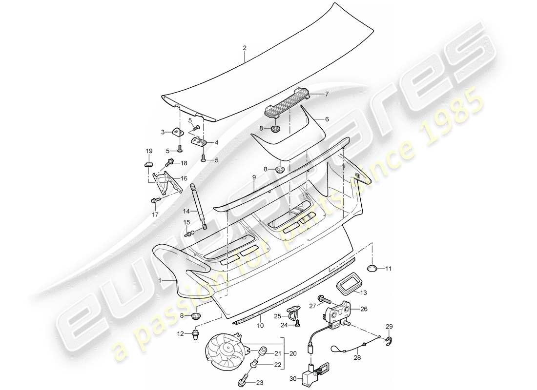 porsche 2007 (997-1 gt3) couverture diagramme de pièce