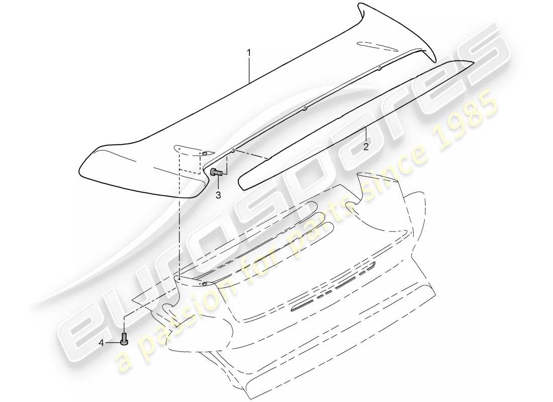 porsche 2007 (997-1 turbo / gt2) aileron arrière schéma des pièces