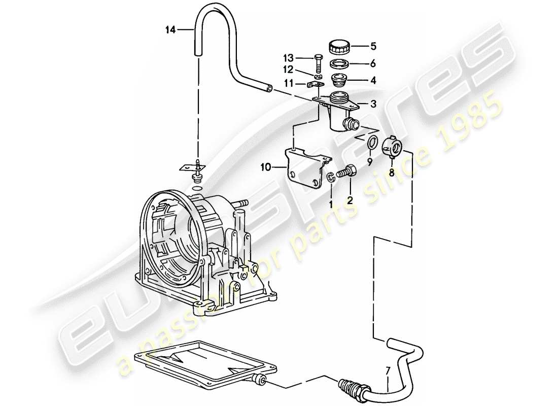 porsche 1987 (924s) admission d'huile - transmission automatique schéma des pièces