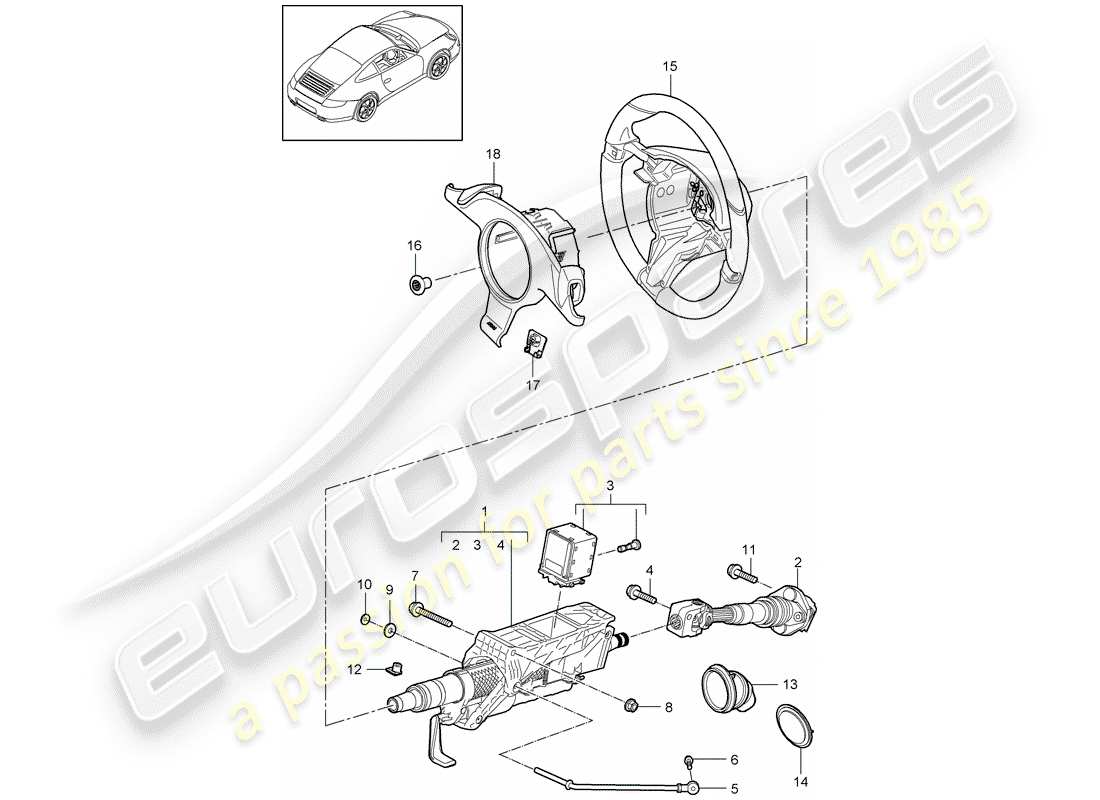 porsche 2012 (997-2) tuyau de protection de direction schéma des pièces