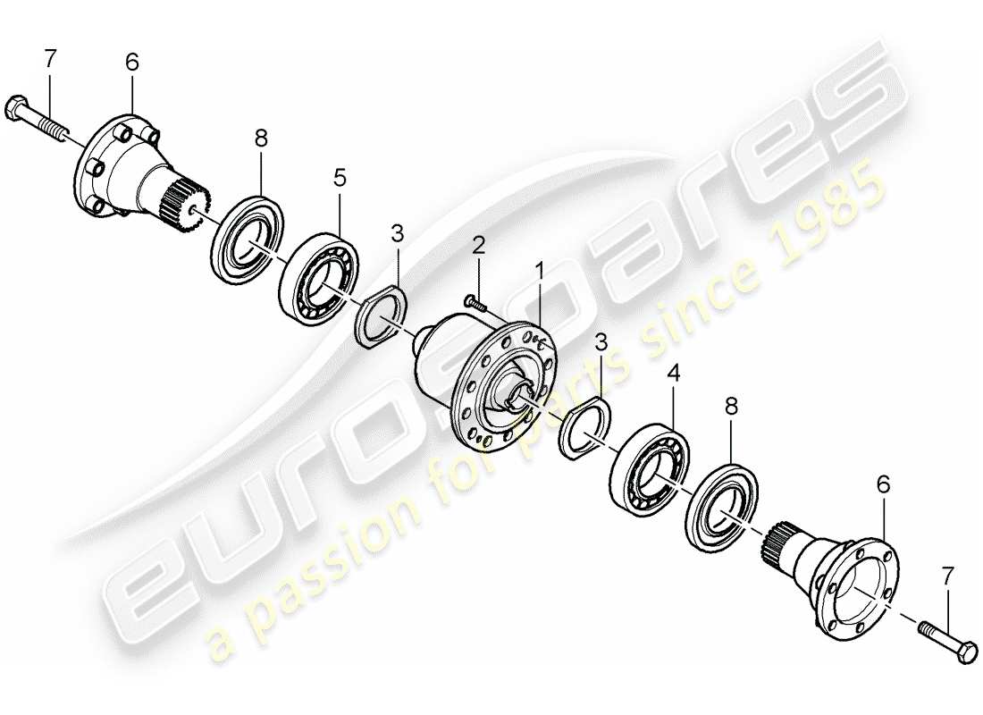 porsche 2007 (997-1 turbo / gt2) différentiel à glissement limité schéma des pièces