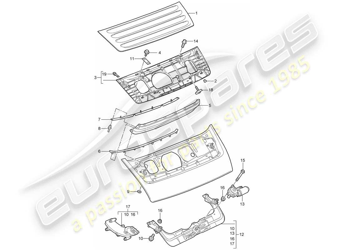 porsche 2012 (997-2) spoiler arrière schéma des pièces