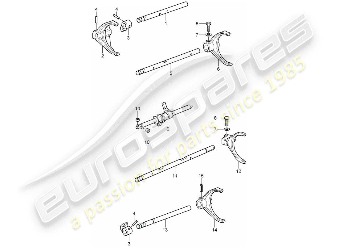 porsche 2004 (996 turbo / gt2) arbre sélecteur schéma des pièces