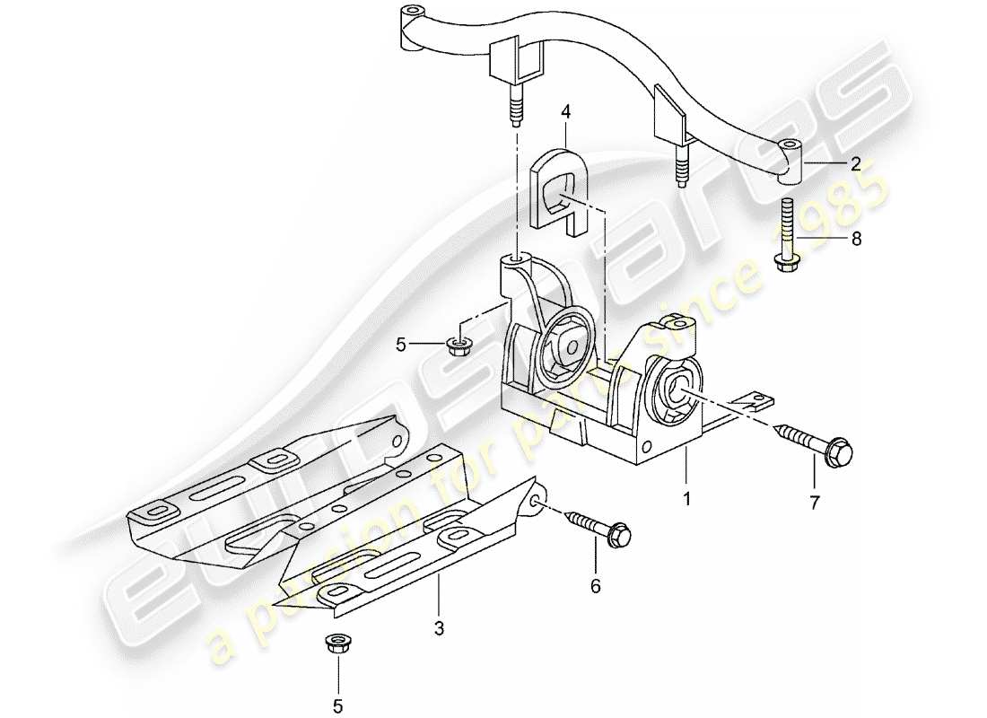 porsche 2004 (996 turbo / gt2) suspension de transmission schéma des pièces