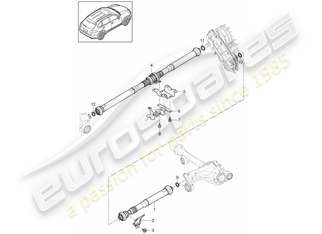 porsche 2017 (cayenne e2 92a) arbre de transmission schéma des pièces