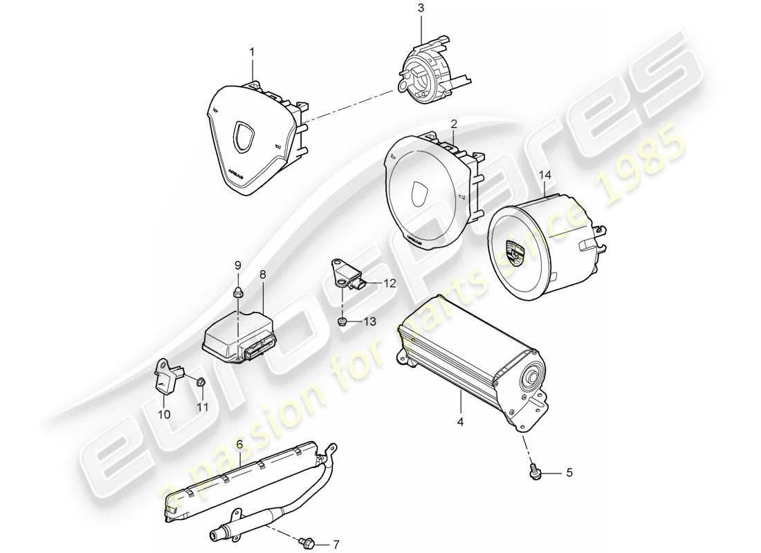 porsche 2012 (997-2) schéma des pièces de l'airbag