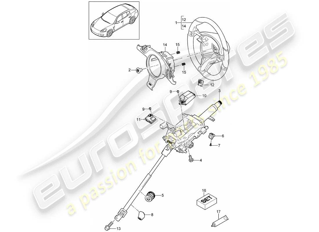 porsche 2016 (panamera 970) volants de direction schéma des pièces