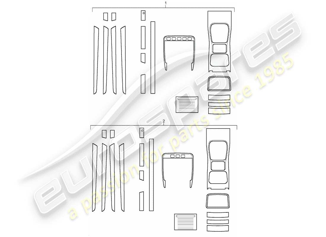 porsche 2016 (tequipment cayenne) 1 définir les moulures de garniture pour le diagramme de pièce