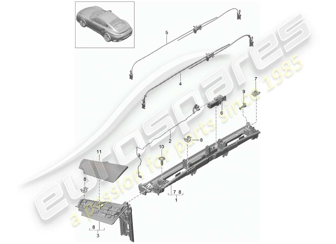 porsche 2019 (991-2 turbo) diagramme de pièce flap