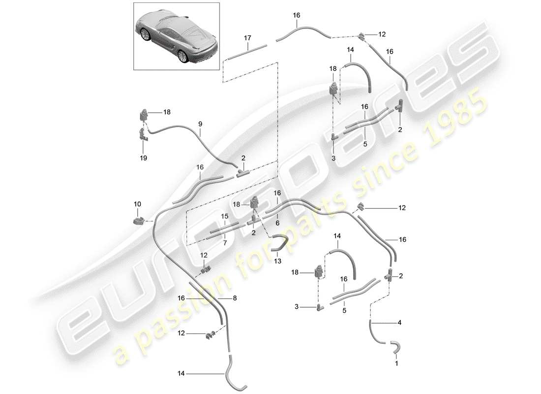 porsche 2016 (981 cayman gt4) schéma des pièces du système de vide