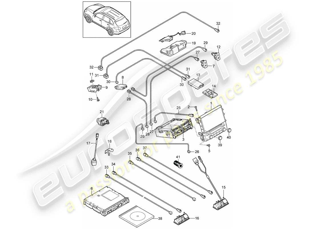porsche 2016 (cayenne e2 92a) unité de commande schéma des pièces