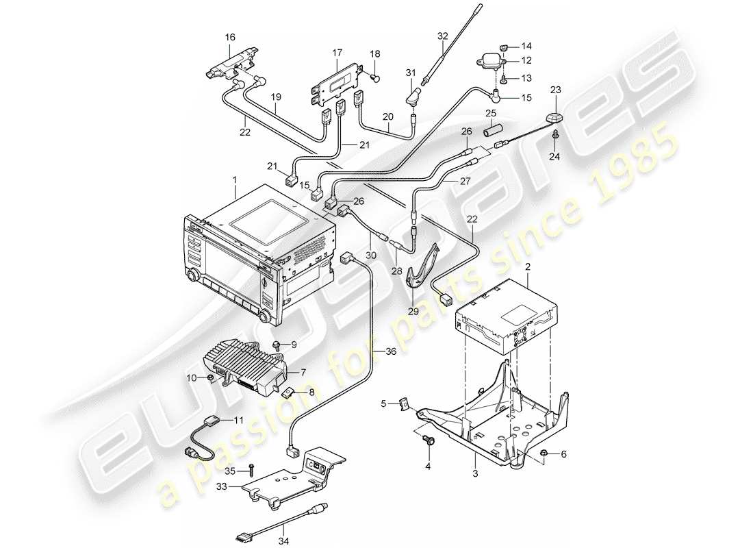 porsche 2011 (997-2 turbo / gt2 rs) unité de commande schéma des pièces