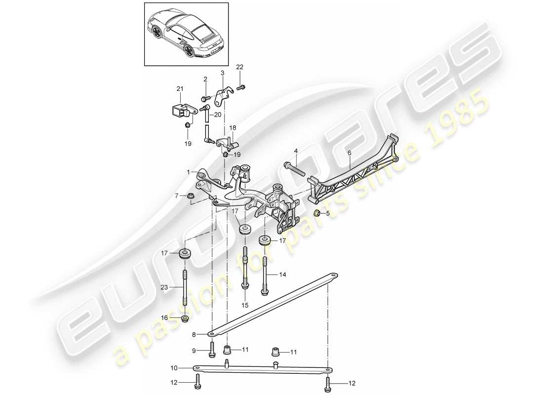 porsche 2011 (997-2 turbo / gt2 rs) essieu arrière schéma des pièces