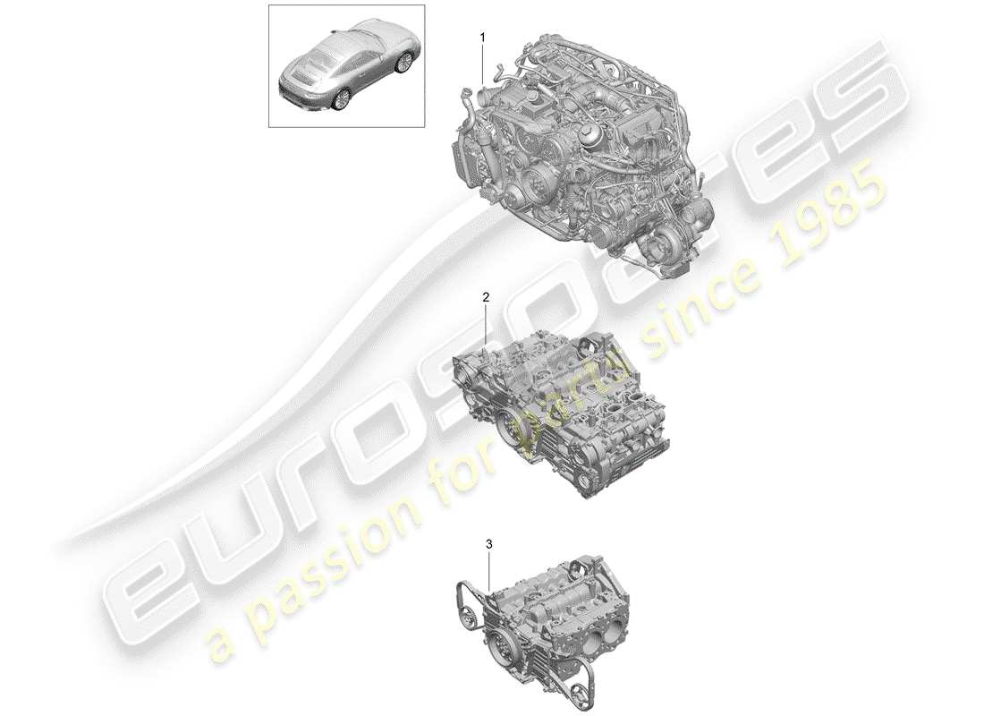 porsche 2015 (991-1 turbo) moteur de remplacement schéma des pièces