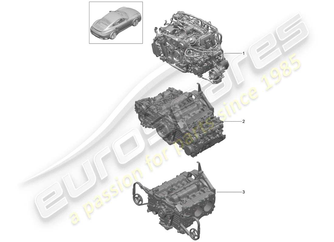 porsche 991 turbo (2015) moteur de remplacement schéma des pièces