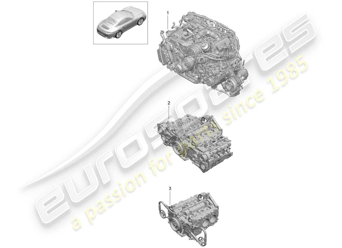 porsche 991 turbo (2017) moteur de remplacement schéma des pièces