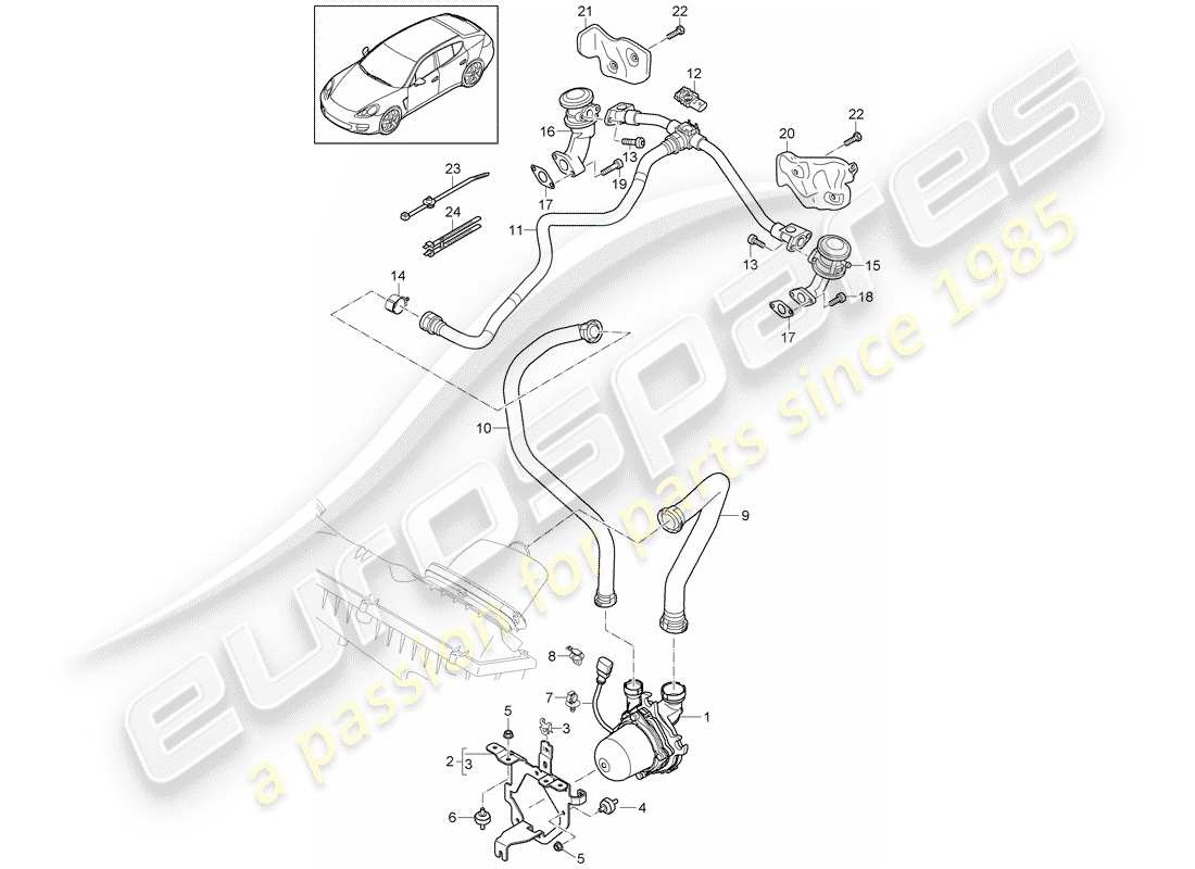 porsche 2012 (panamera 970) système de contrôle des émissions d'échappement schéma des pièces
