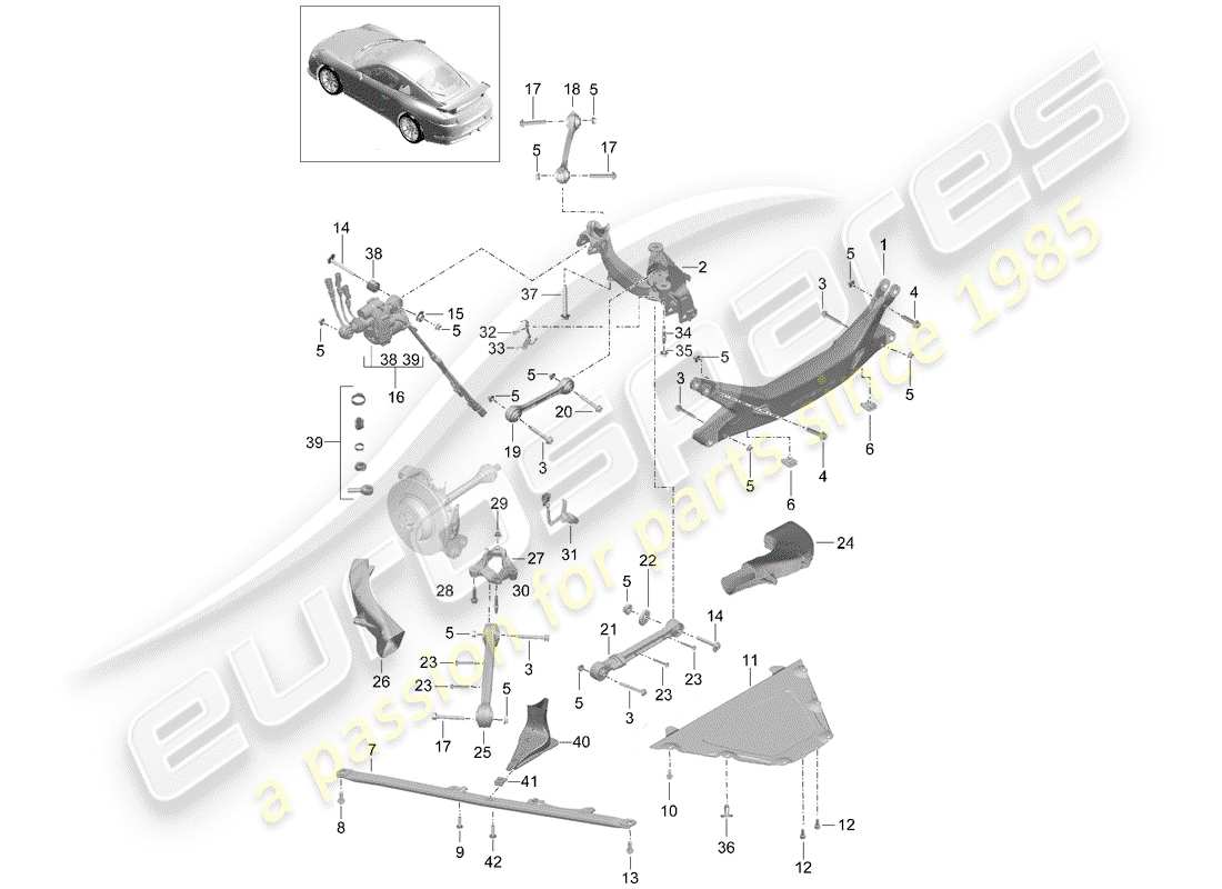 porsche 2015 (991-1 r/gt3/rs) diagramme des pièces de la traverse