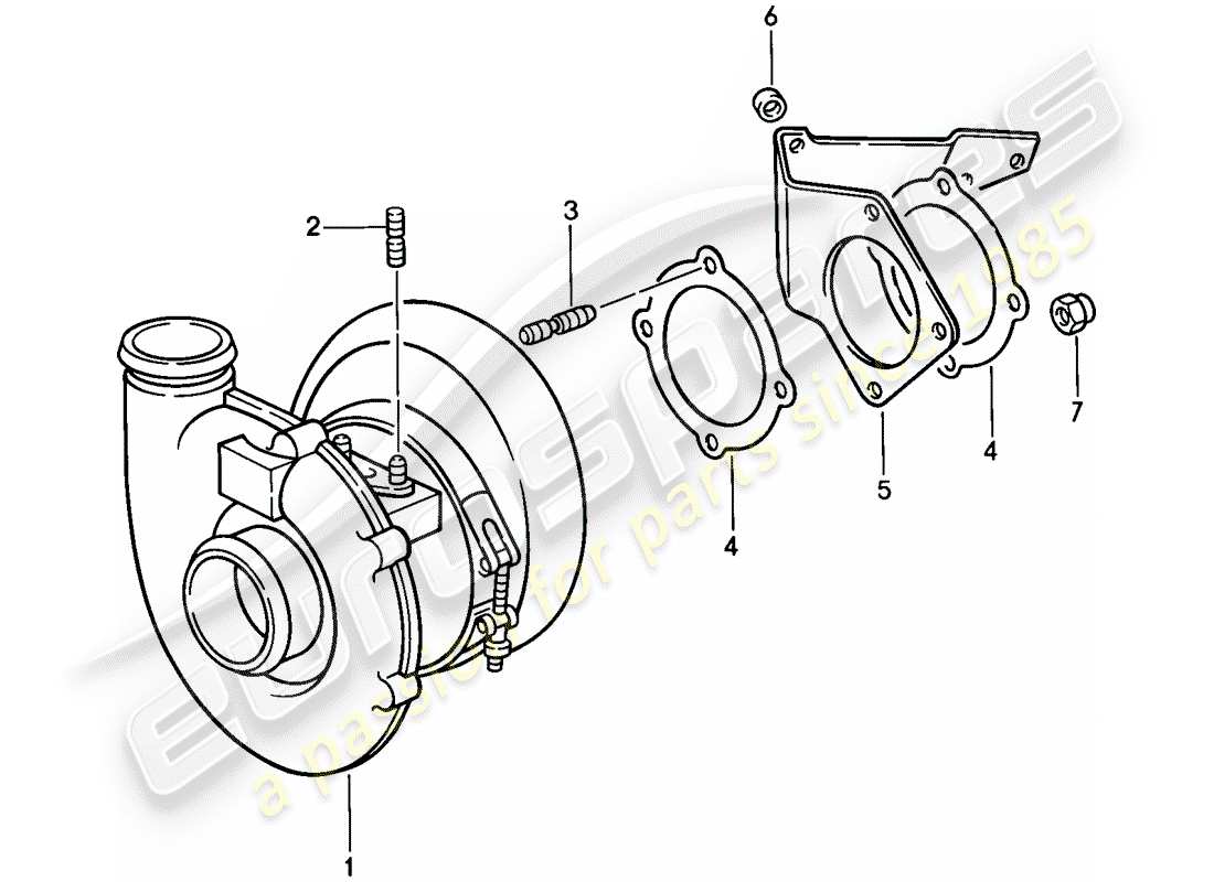 porsche 1989 (911) turbocompresseur de gaz d'échappement schéma des pièces