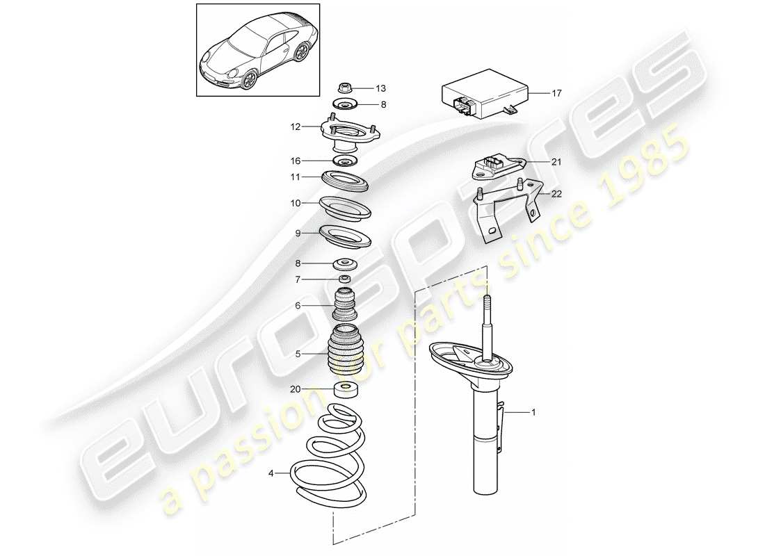 porsche 2009 (997-2) suspension schéma des pièces