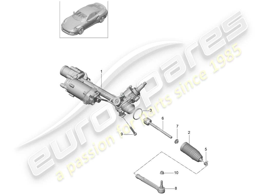 porsche 2014 (991-1 turbo) mécanisme de direction schéma des pièces