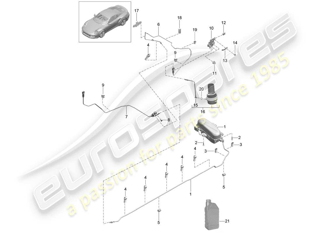 porsche 2014 (991-1 turbo) système d'auto-nivellement schéma des pièces