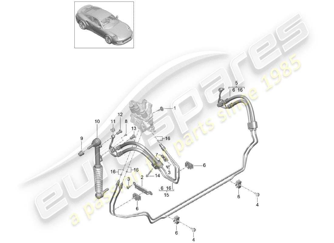 porsche 2014 (991-1 turbo) ligne hydraulique schéma des pièces