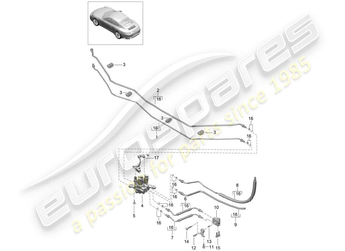 porsche 2020 (991-2) ligne hydraulique schéma des pièces