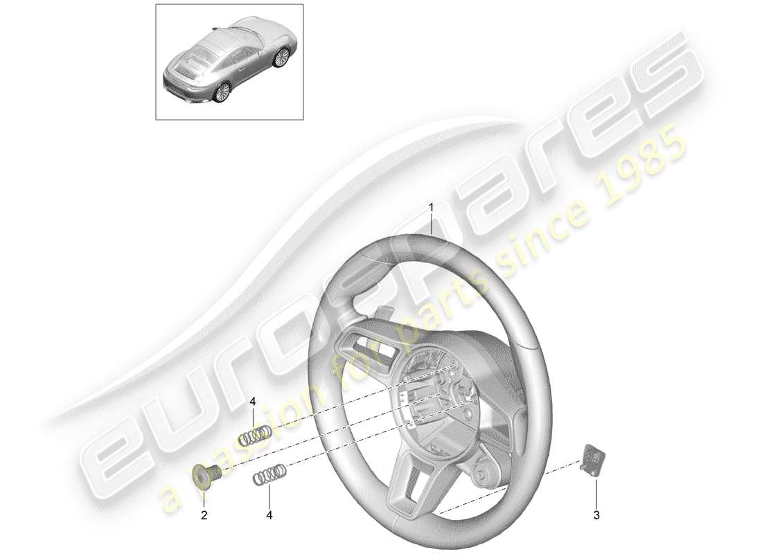 porsche 2019 (991-2) volant de direction schéma des pièces