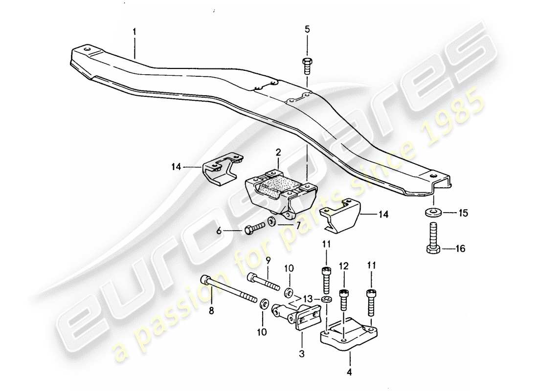 porsche 1988 (944) suspension de transmission - transmission automatique schéma des pièces