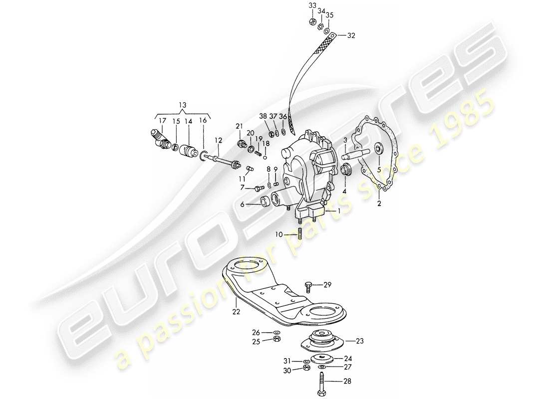 porsche 1971 (911) couvercle de transmission - suspension de transmission - sportomatic - typ 925 - d - mj 1972>> schéma des pièces