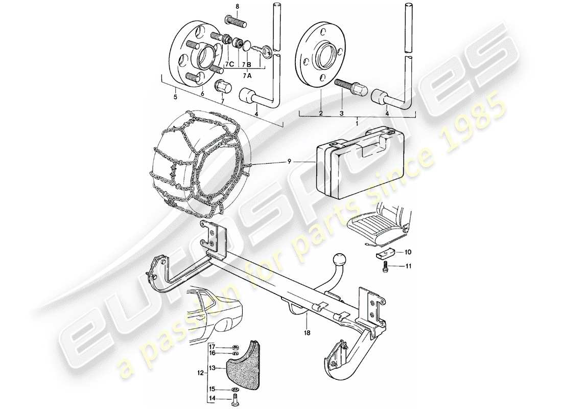 porsche 1982 (924) accessoires schéma des pièces