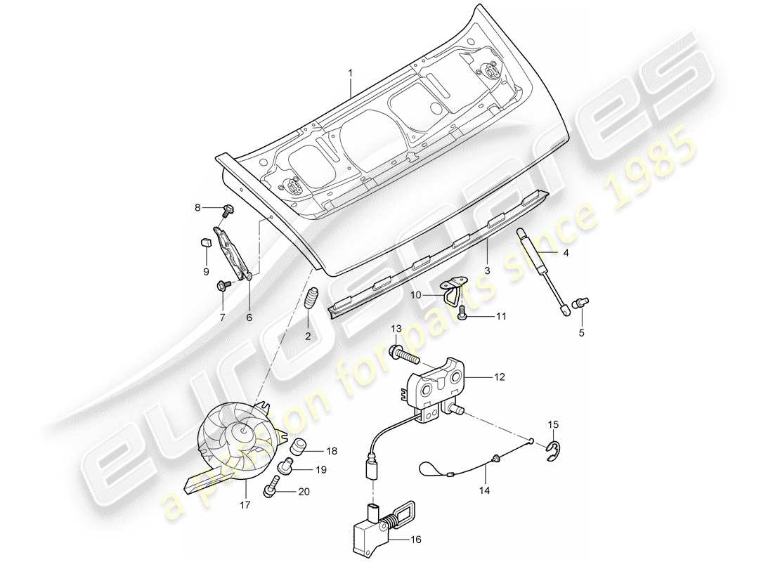 porsche 2007 (997-1) couverture schéma des pièces