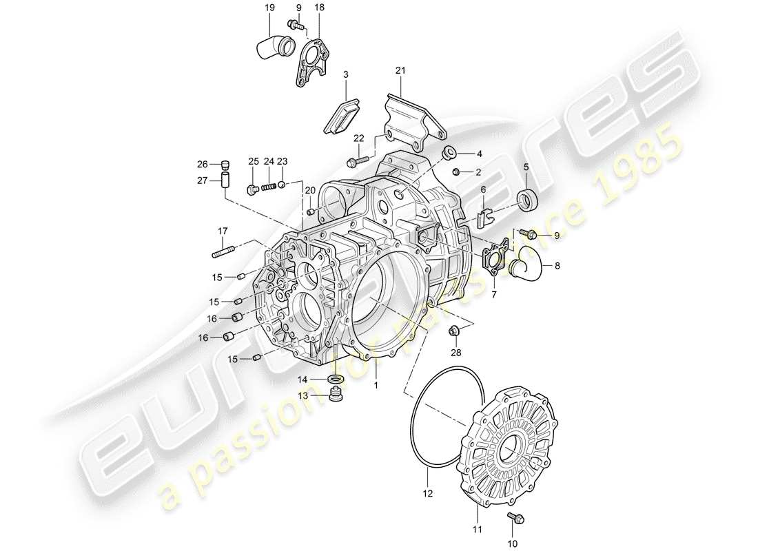 porsche 2007 (997-1 gt3) carter de transmission schéma des pièces
