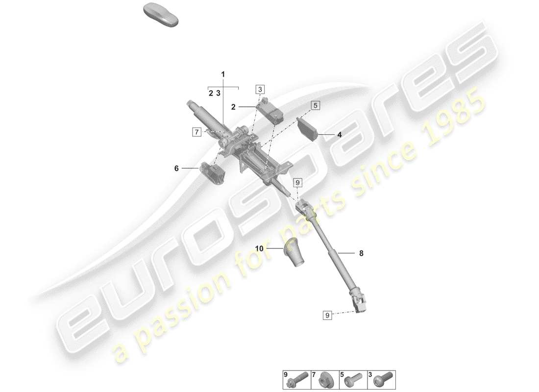 porsche 2019 (992-1) colonne de direction schéma des pièces