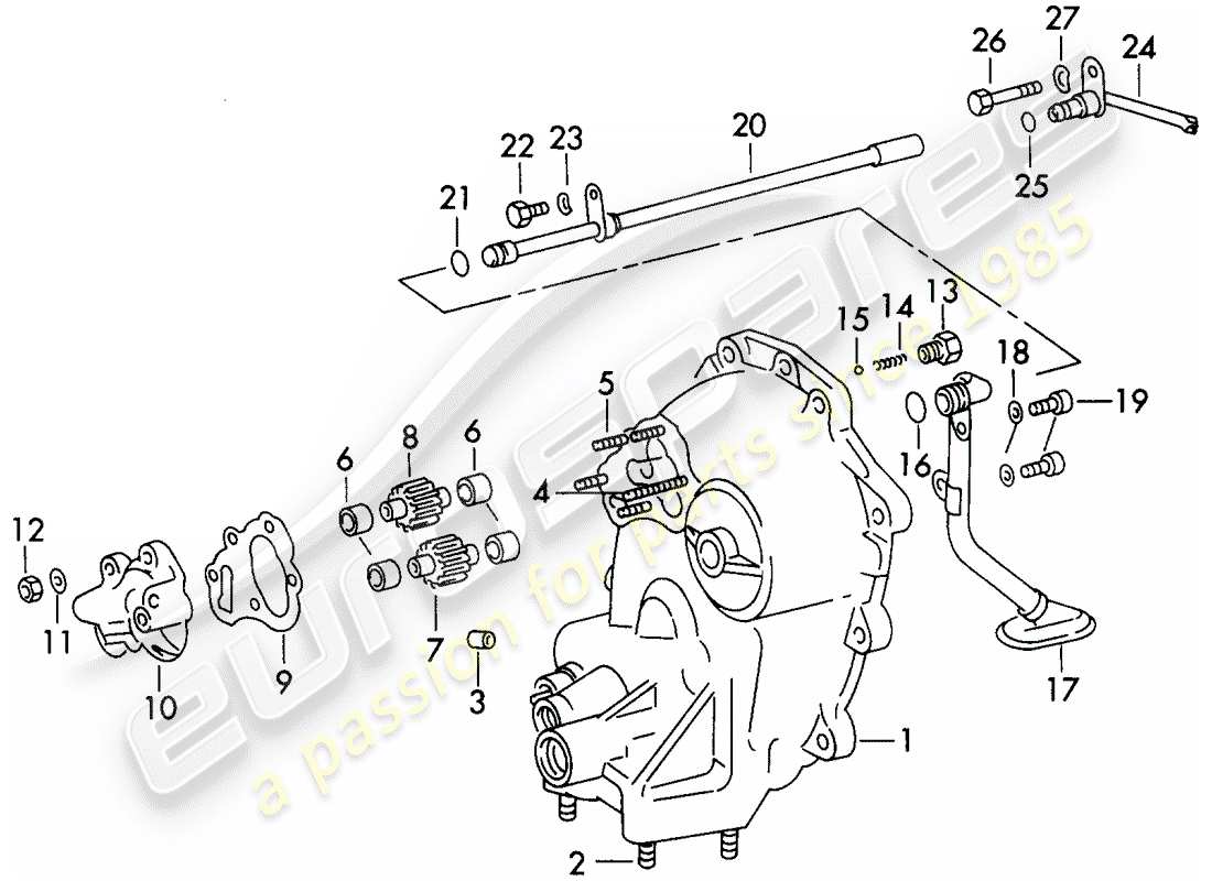 porsche 1971 (911) transmission - pompe à huile - g >> 783 0870 - d - mj 1972>> schéma des pièces
