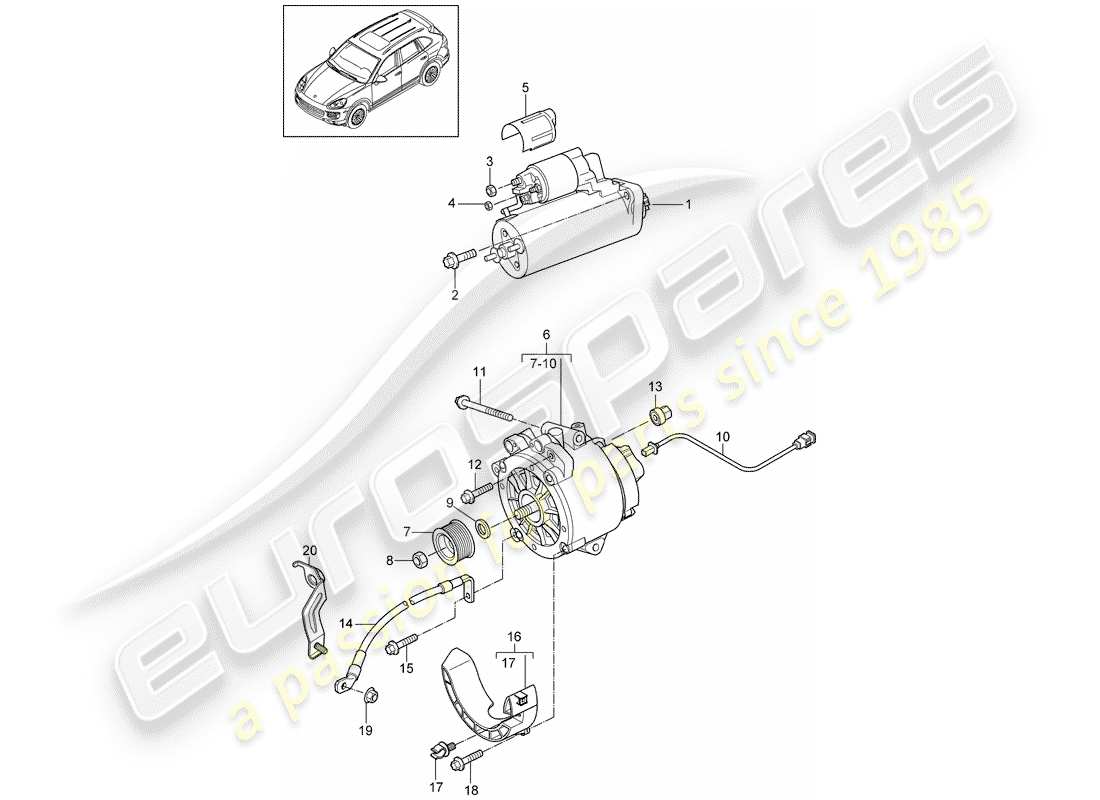 porsche 2014 (cayenne e2 92a) entrée schéma des pièces