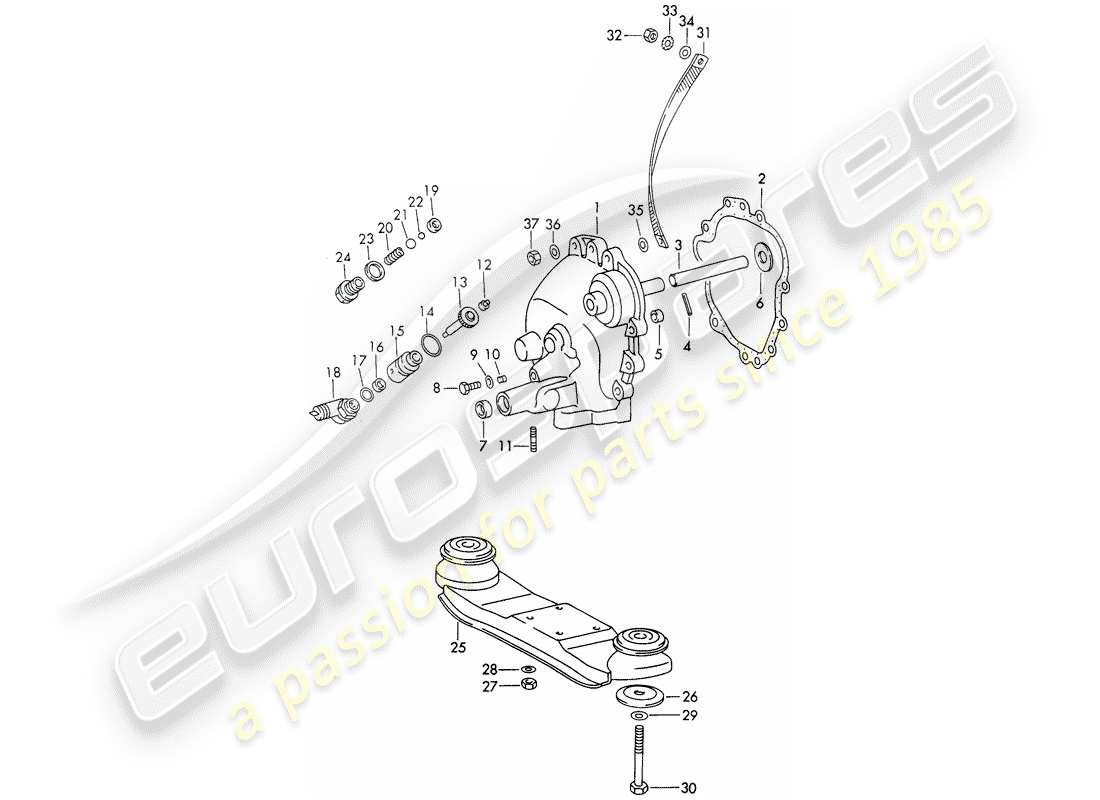 porsche 1970 (911) couvercle de transmission - suspension de transmission - sportomatic - d >> - mj 1971 schéma des pièces