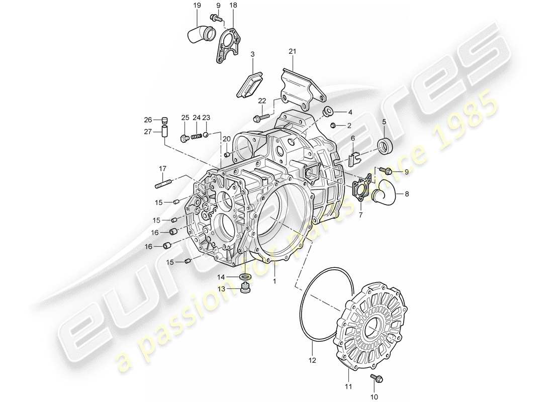 porsche 2008 (997-1 gt3) carter de transmission schéma des pièces