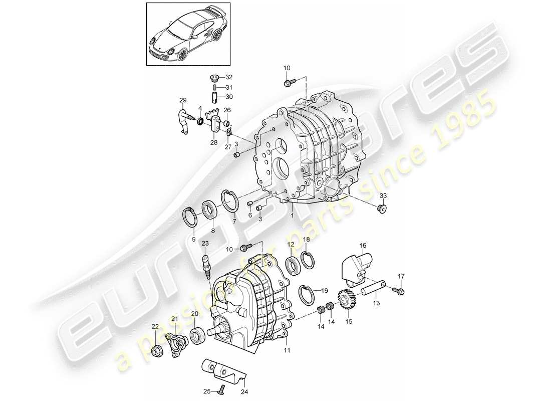porsche 2009 997-2 turbo / gt2 boîtier d'engrenages schéma des pièces