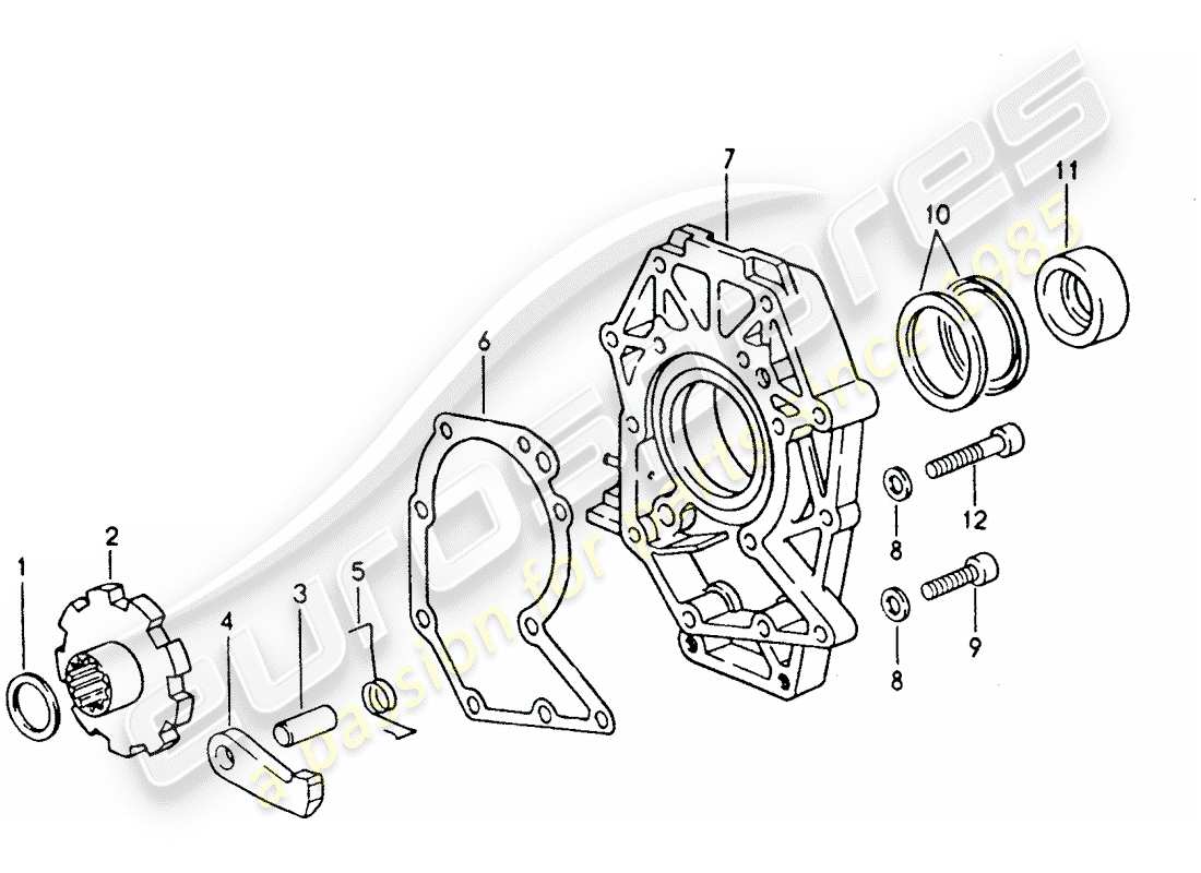 porsche 1994 (928) transmission automatique - plaque intermédiaire - serrure de stationnement schéma des pièces
