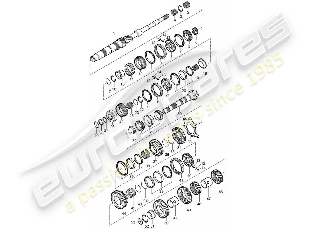 porsche 2007 (997-1) engrenages et arbres schéma des pièces