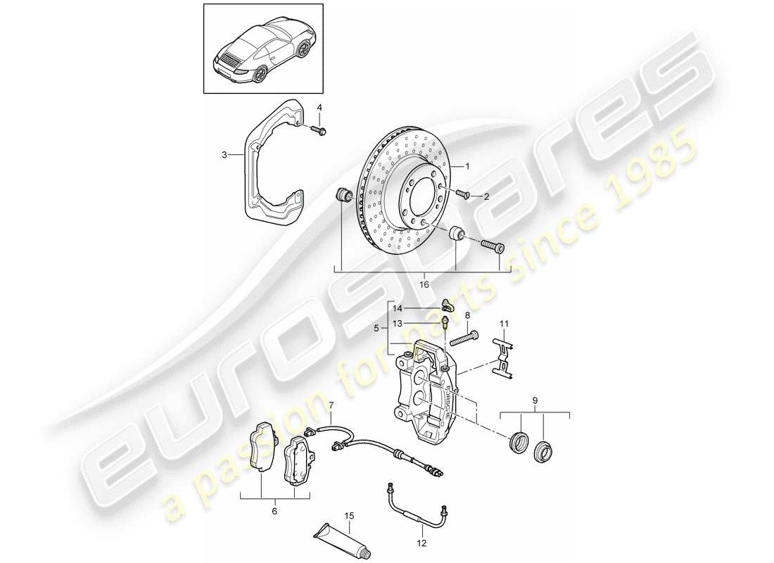 porsche 2010 (997-2) freins à disque schéma des pièces