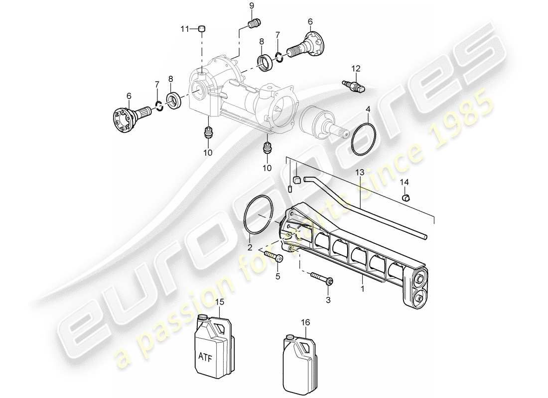 porsche 2007 (997-1 turbo / gt2) différentiel d'essieu avant schéma des pièces