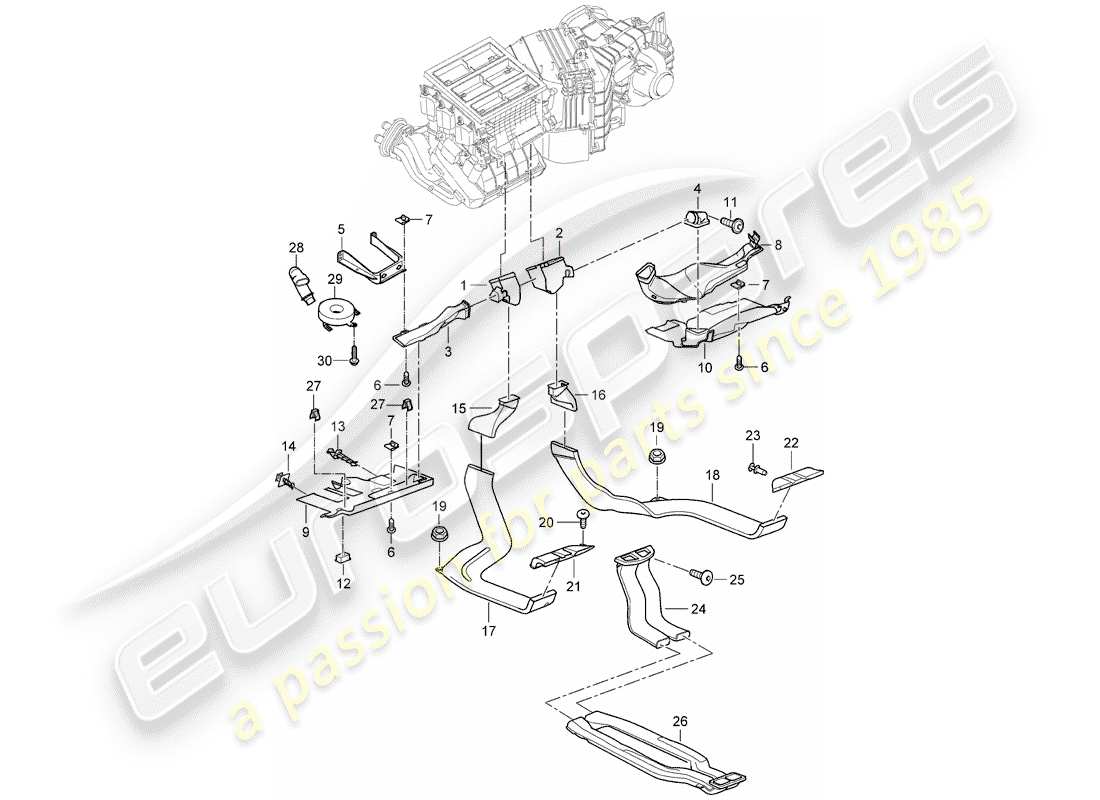 porsche 2004 (cayenne e1 9pa) boîtier de distribution d'air schéma des pièces